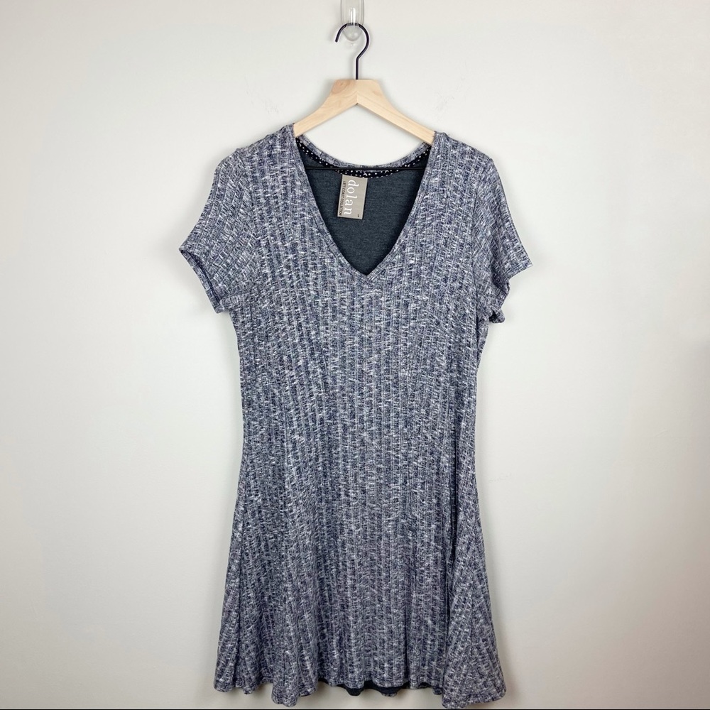 Anthropologie Heather Gray V-Neck Ribbed Mini Dress - Picture 9 of 9